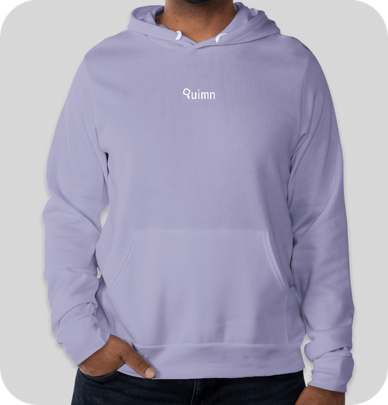 lavender hoodie with white logo